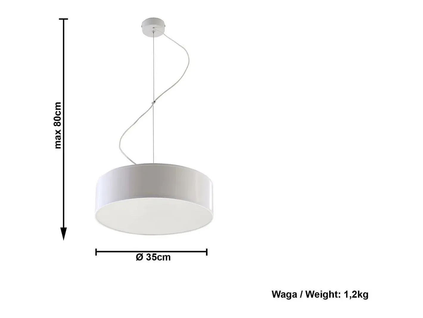 Sale Sollux Lighting Sollux ARENA - Lámpara colgante de techo redonda con 2 luces blanca, E27 Blanco