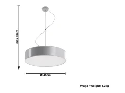 Sollux Lighting Sollux ARENA - Lámpara colgante de techo redonda con 3 luces, plata, E27 Gris Outlet