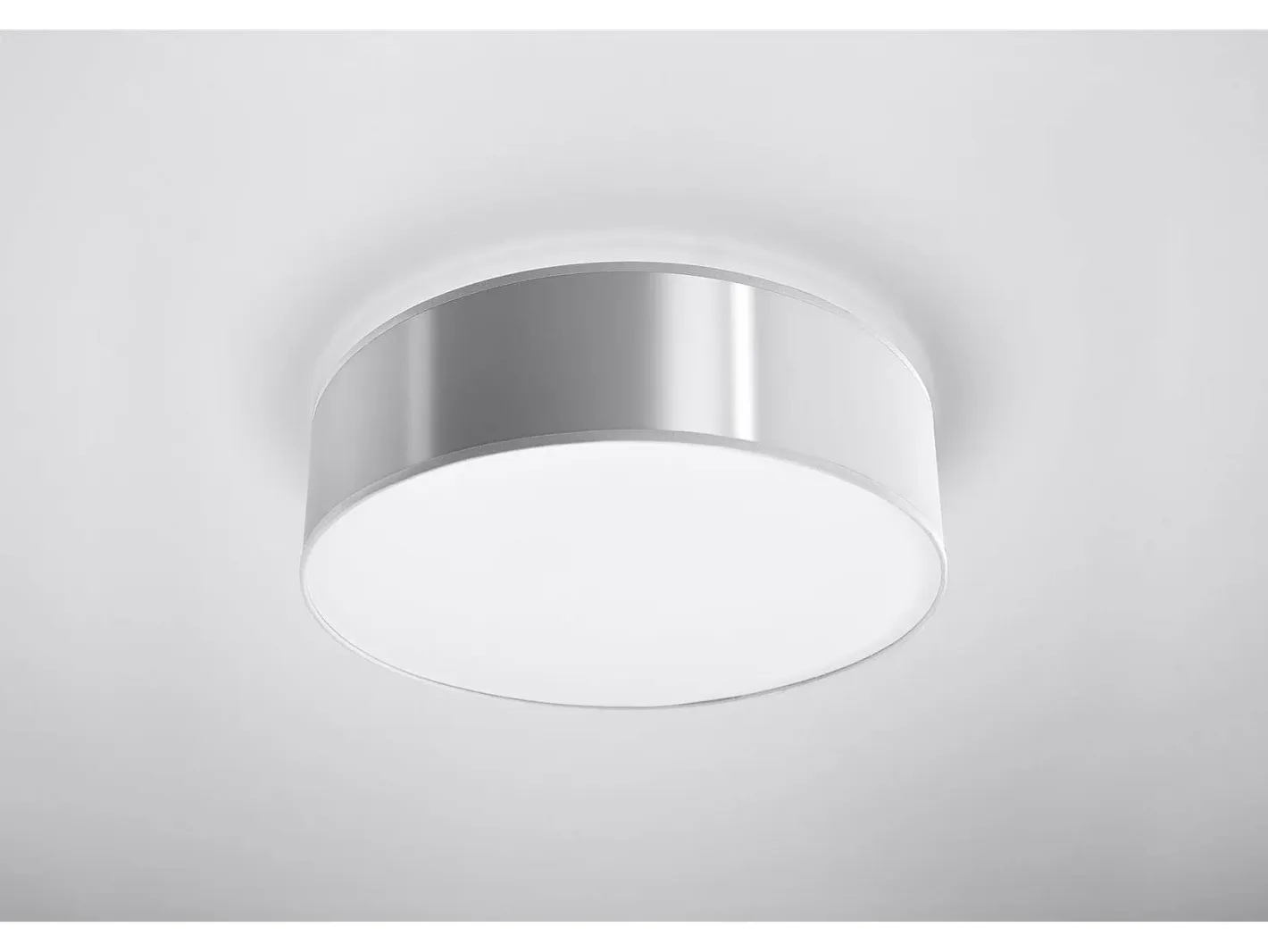 Sollux Lighting Plafón-Sollux ARENA - Lámpara de techo redonda a ras de suelo 2 luces Plata, E27 Gris