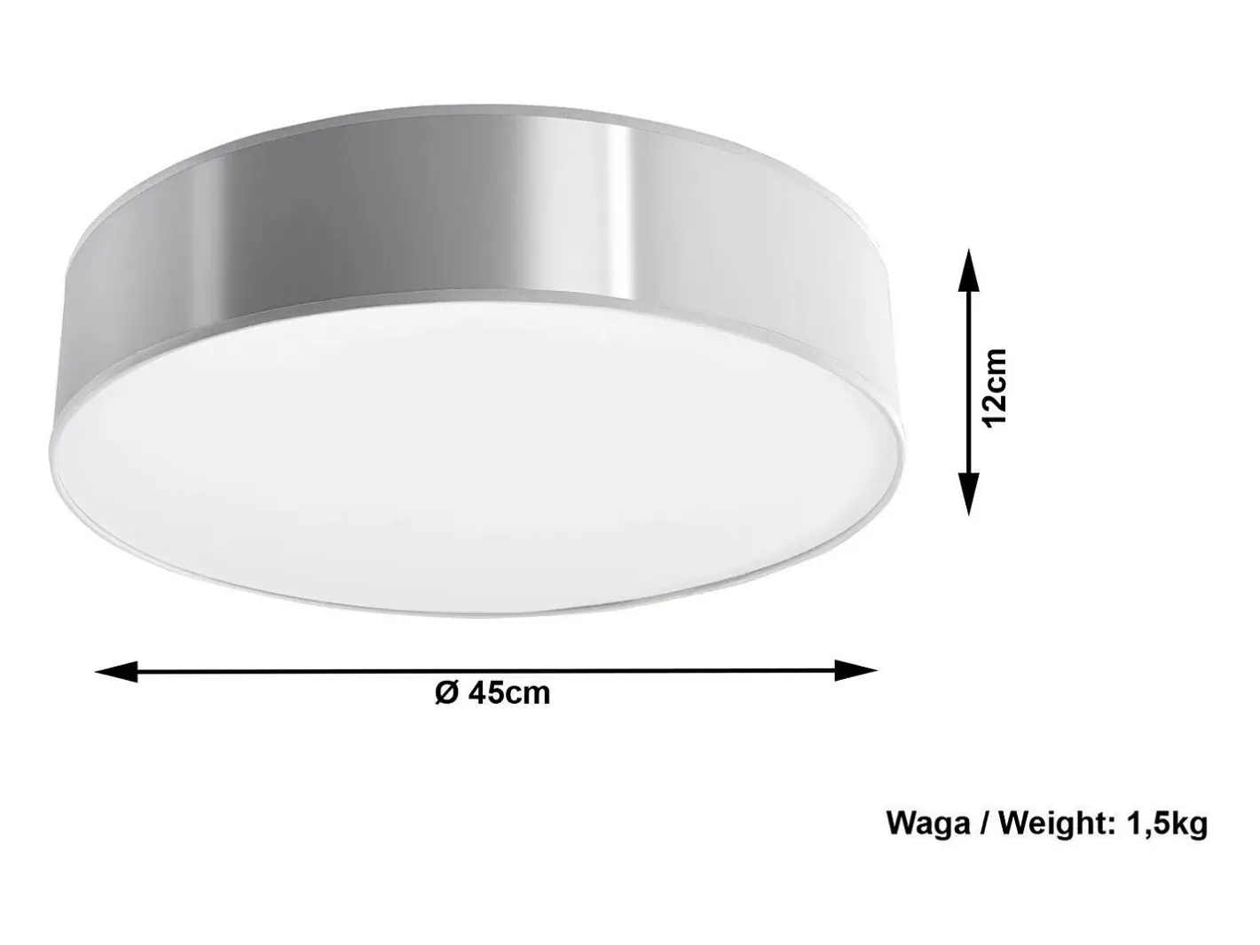 Sollux Lighting Plafón-Sollux ARENA - Lámpara de techo redonda de 3 luces a ras de plata, E27 Gris