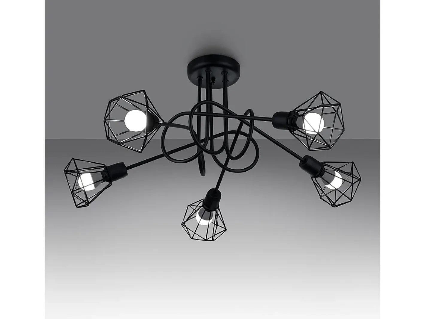 Sollux Lighting Lámpara Suspendida-Sollux Artemis Lámpara de techo semiempotrable multi brazos negra Negro