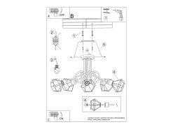 Sollux Lighting Lámpara Suspendida-Sollux Artemis Lámpara de techo semiempotrable multi brazos negra Negro