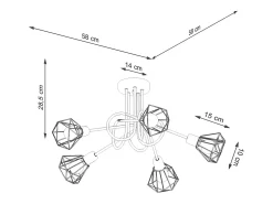 Sollux Lighting Lámpara Suspendida-Sollux Artemis Lámpara de techo semiempotrable multi brazos negra Negro