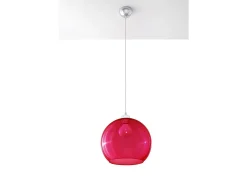 Sollux Lighting Lámpara Suspendida-Sollux BALL - 1 lámpara colgante de techo con domo de vidrio , cromo, E27 Rojo