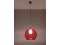 Sollux Lighting Lámpara Suspendida-Sollux BALL - 1 lámpara colgante de techo con domo de vidrio , cromo, E27 Rojo