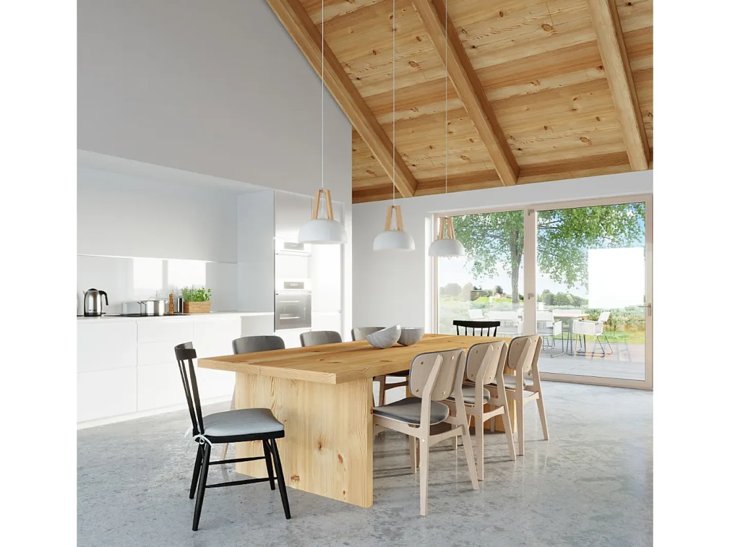 Online Sollux Lighting Sollux CASCO - 1 lámpara colgante de techo tipo domo , madera natural, E27 Blanco