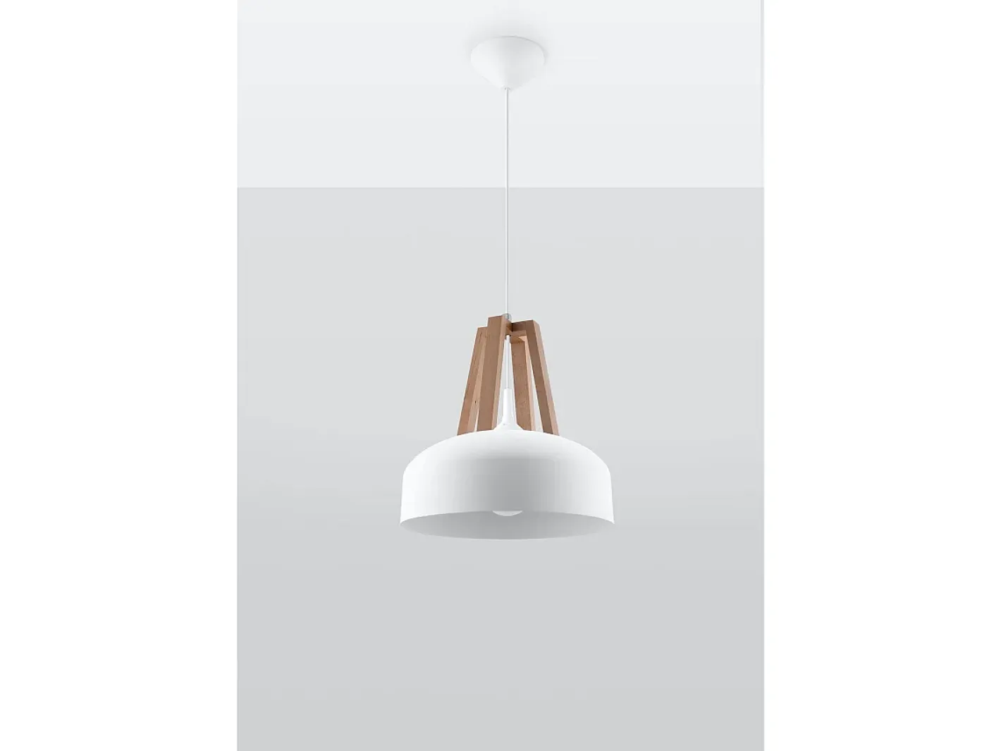 Online Sollux Lighting Sollux CASCO - 1 lámpara colgante de techo tipo domo , madera natural, E27 Blanco