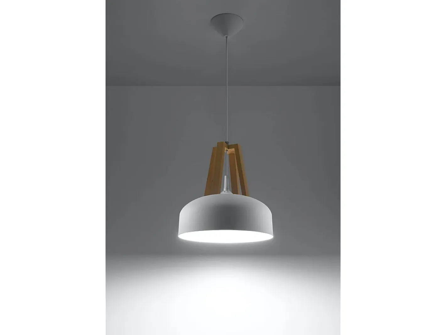 Online Sollux Lighting Sollux CASCO - 1 lámpara colgante de techo tipo domo , madera natural, E27 Blanco