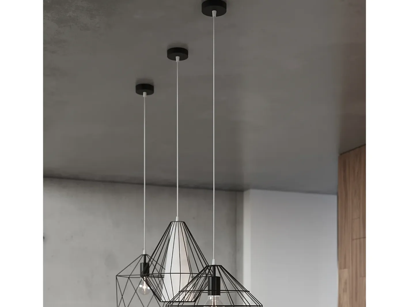 New Sollux Lighting Sollux DEMI - 1 lámpara colgante de techo con jaula negra, blanca, E27 Negro