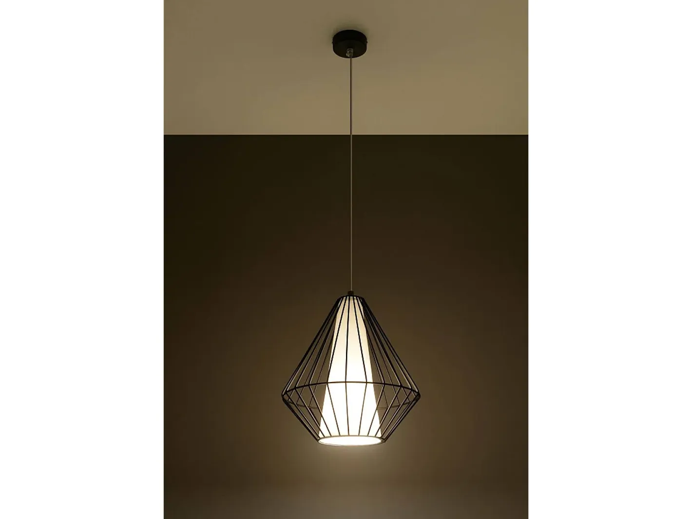 New Sollux Lighting Sollux DEMI - 1 lámpara colgante de techo con jaula negra, blanca, E27 Negro