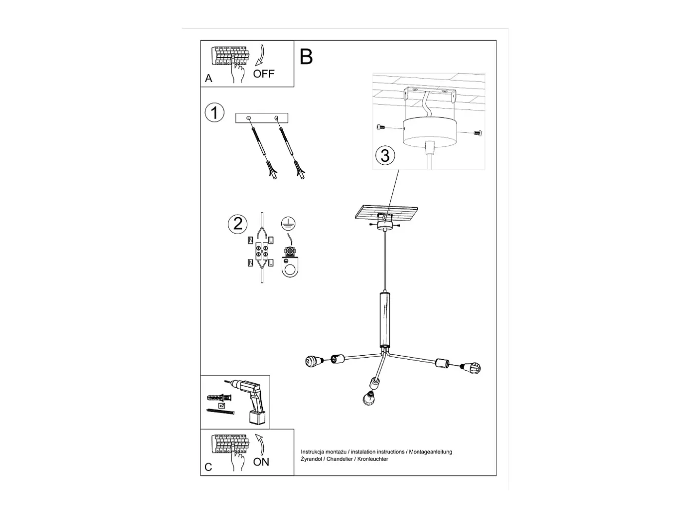Online Sollux Lighting Sollux DUOMO - Colgante colgante de 3 luces en racimo , E27 Negro