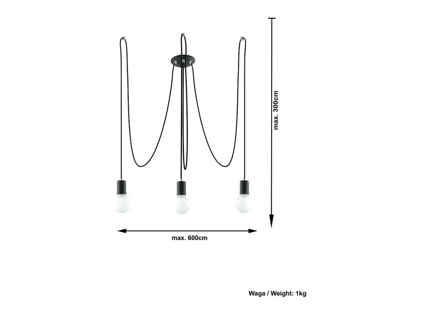 Sale Sollux Lighting Sollux EDISON - Colgante colgante de 3 luces en racimo , E27 Negro