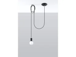 Clearance Sollux Lighting Sollux EDISON - Lámpara colgante de techo con 1 luz Negra, E27 Negro