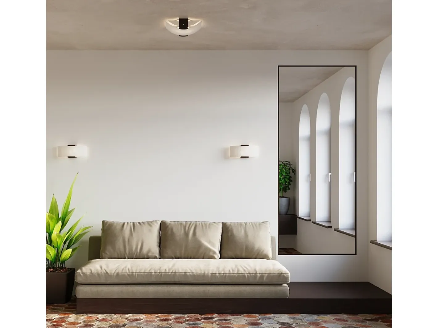Sollux Lighting Plafón-Sollux EMILIO - Lámpara de techo empotrada 2 luces Blanca, Wengué, E27 Blanco