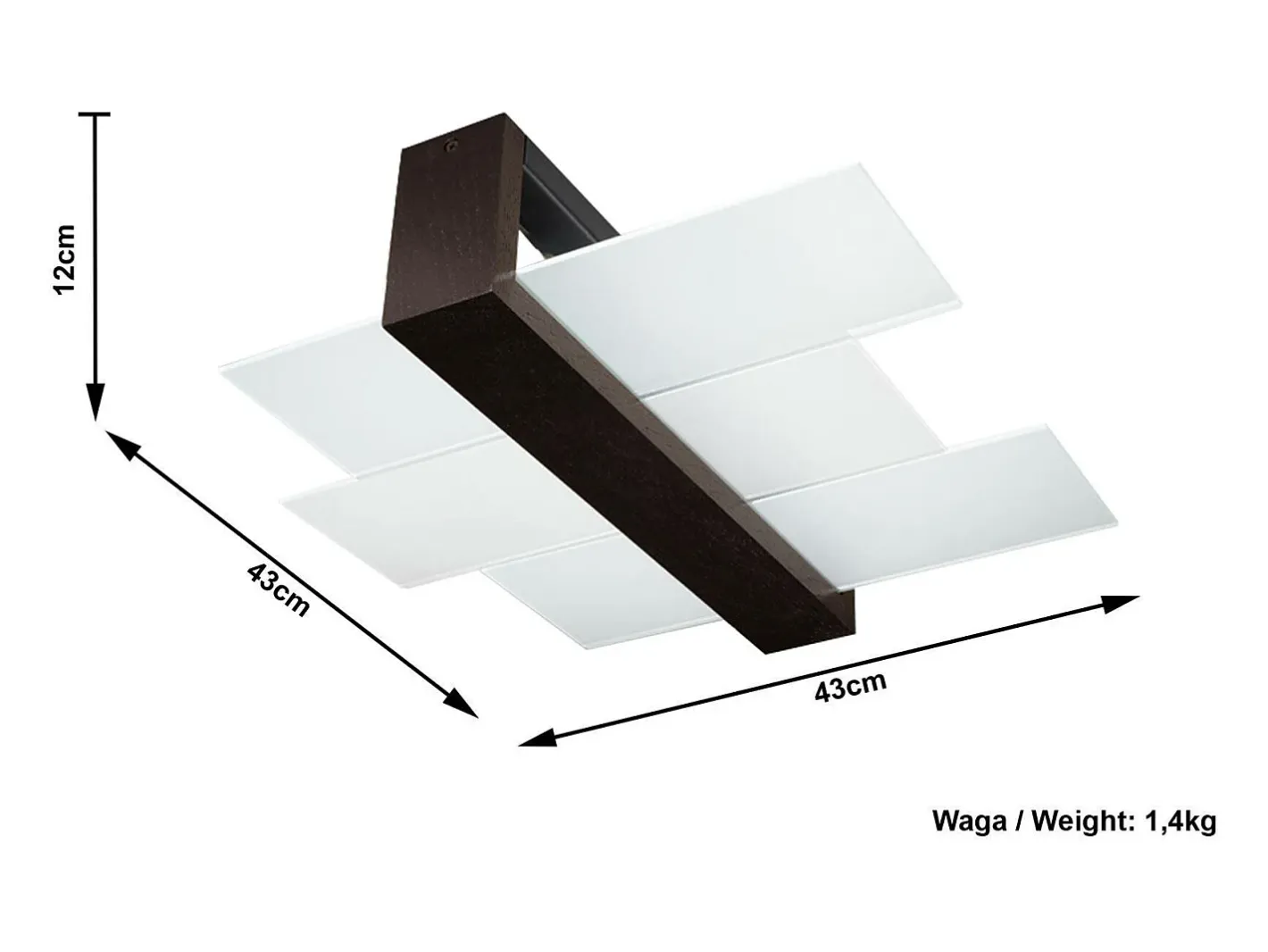 Sollux Lighting Plafón-Sollux FENIKS - Lámpara de techo empotrada de 2 luces Negra, E27 Marru00f3n