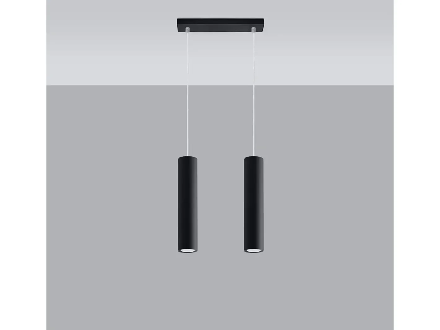 Sollux Lighting Lámpara Suspendida-Sollux LAGOS - Lámpara colgante con barra fija de 2 luces negra, GU10 Negro