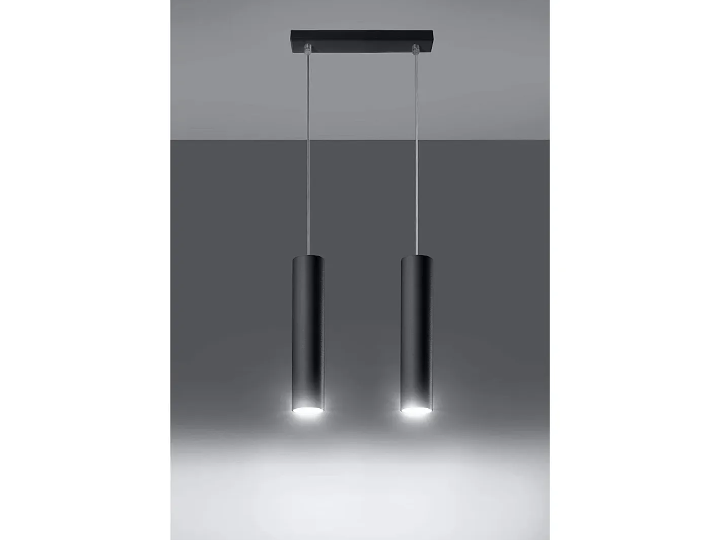 Sollux Lighting Lámpara Suspendida-Sollux LAGOS - Lámpara colgante con barra fija de 2 luces negra, GU10 Negro