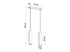 Sollux Lighting Lámpara Suspendida-Sollux LAGOS - Lámpara colgante de barra fija con 2 luces, blanca, GU10 Blanco