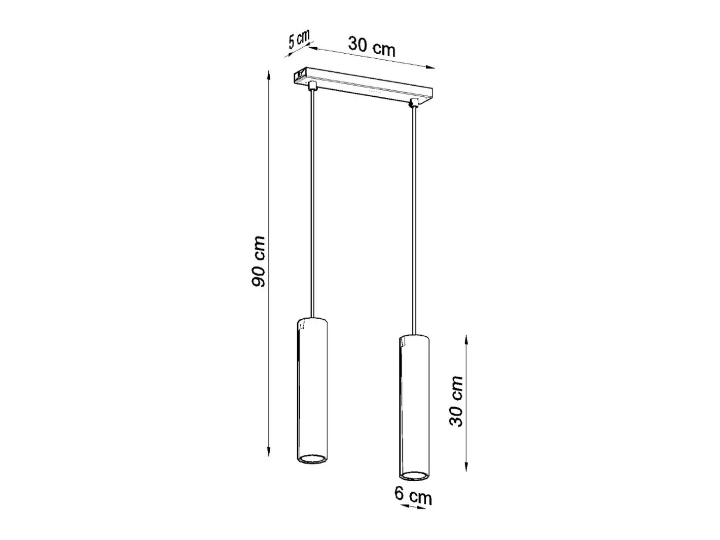 Sollux Lighting Lámpara Suspendida-Sollux LAGOS - Lámpara colgante de barra fija con 2 luces, blanca, GU10 Blanco
