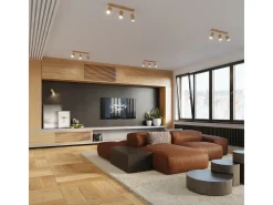 Sollux Lighting Plafón-Berg Barra de 6 Focos de Techo, Madera Natural, 120cm Marru00f3n