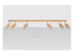 Sollux Lighting Plafón-Berg Barra de 6 Focos de Techo, Madera Natural, 120cm Marru00f3n
