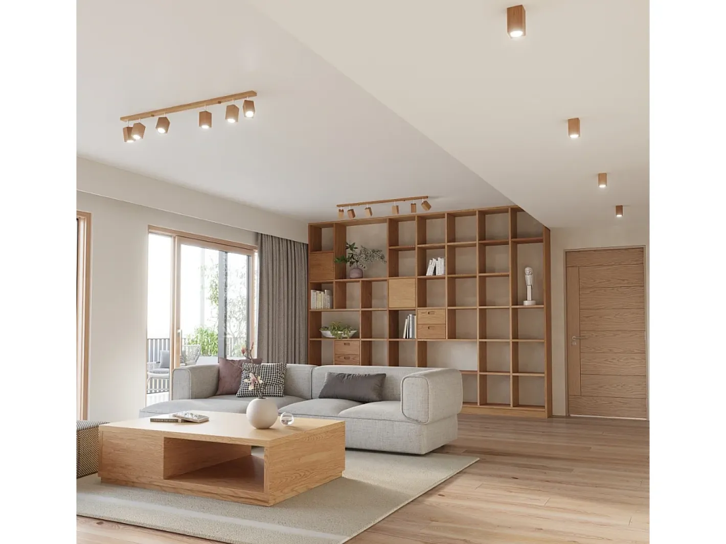 Sollux Lighting Keke Foco Foco Individual Cuadrado Roble Madera, 1x GU10 Marru00f3n New