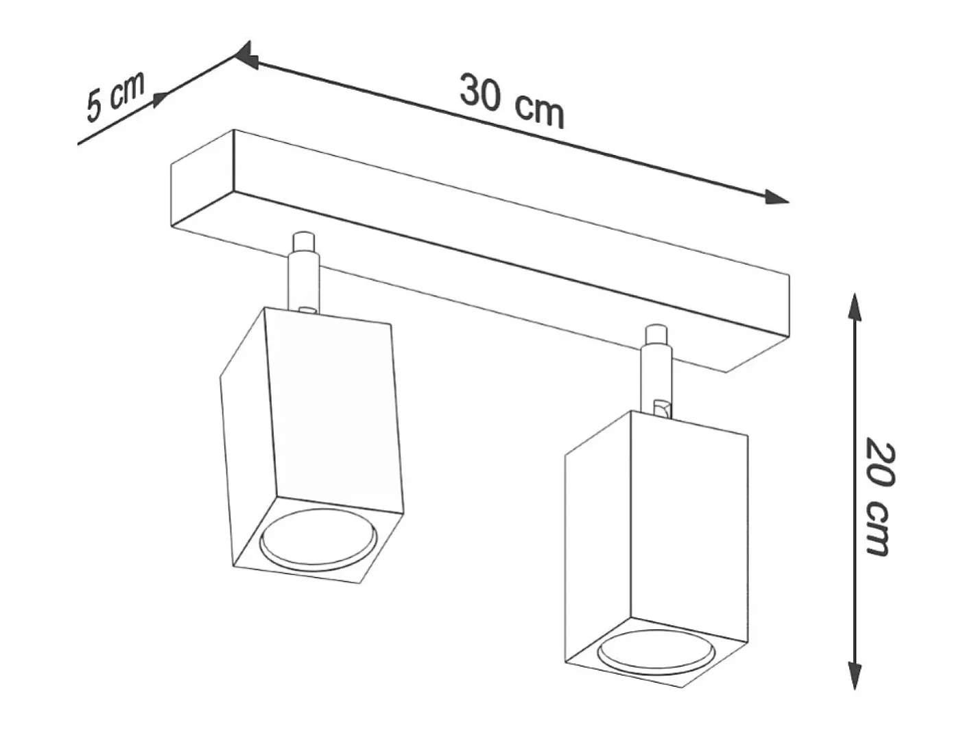 Sollux Lighting Plafón-Keke Foco de Techo Twin Cuadrado Roble Madera, 2x GU10 Marru00f3n