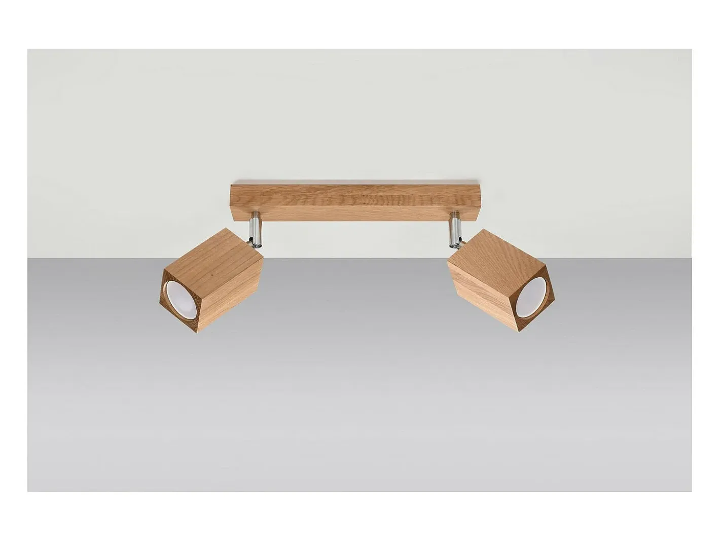 Sollux Lighting Plafón-Keke Foco de Techo Twin Cuadrado Roble Madera, 2x GU10 Marru00f3n