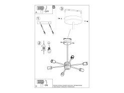 Sollux Lighting Lango Plafón Multi Arm Semi Empotrado, , 6x E27 Negro Outlet