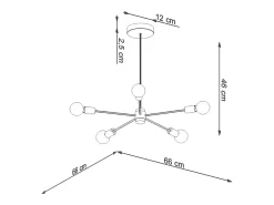 Sollux Lighting Lango Plafón Multi Arm Semi Empotrado, , 5x E27 Negro