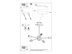 Sollux Lighting Lango Plafón Multi Arm Semi Empotrado, , 5x E27 Negro