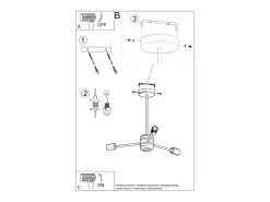 Online Sollux Lighting Lango Plafón Multi Arm Semi Empotrado, , 3x E27 Negro
