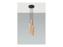 Sollux Lighting Lino Plafón Colgante Cluster, Madera Natural, 3x GU10 Marru00f3n Sale