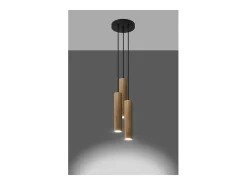Sollux Lighting Lino Plafón Colgante Cluster, Madera Natural, 3x GU10 Marru00f3n Sale