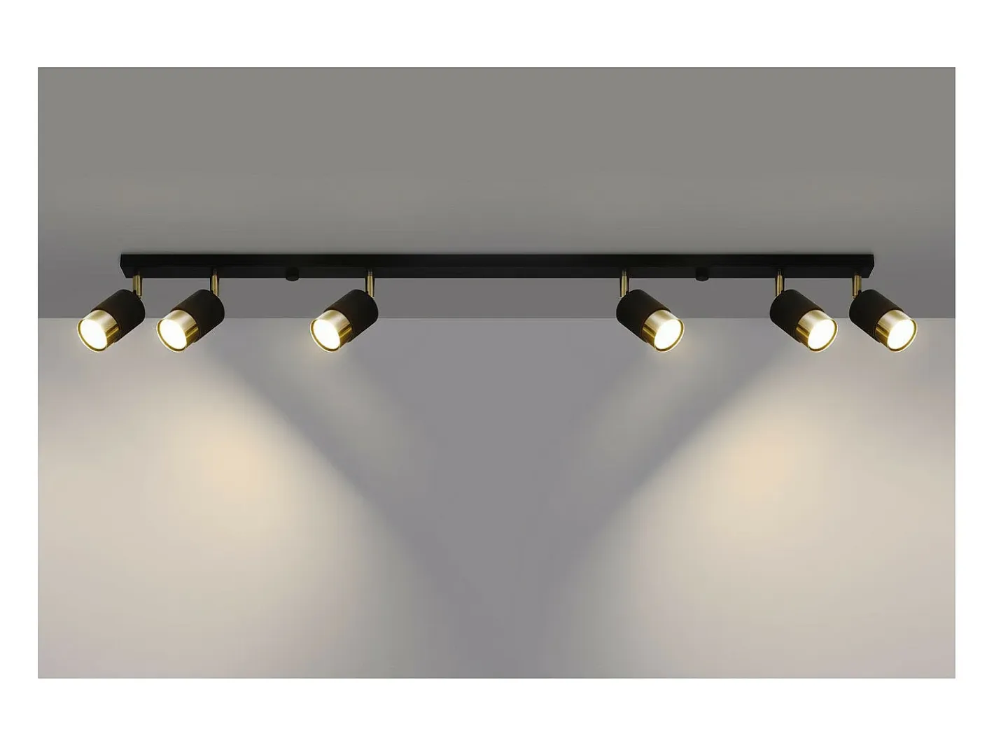 Sollux Lighting Nero Barra Foco de Techo, /Dorado, 6x GU10 Negro