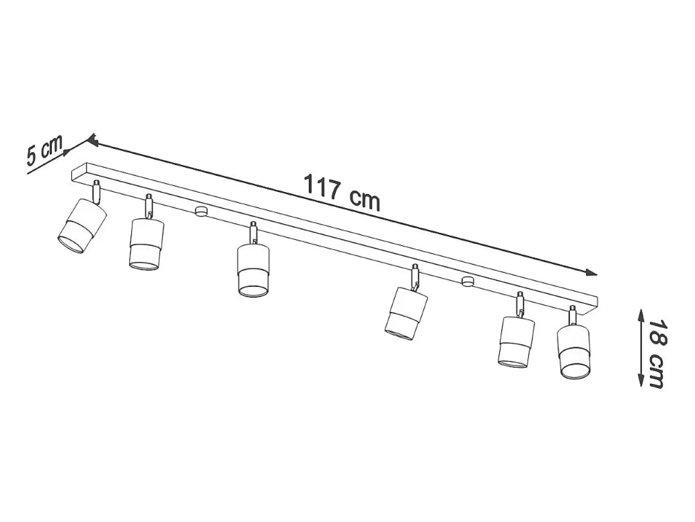 Sollux Lighting Nero Barra Foco de Techo, /Dorado, 6x GU10 Negro