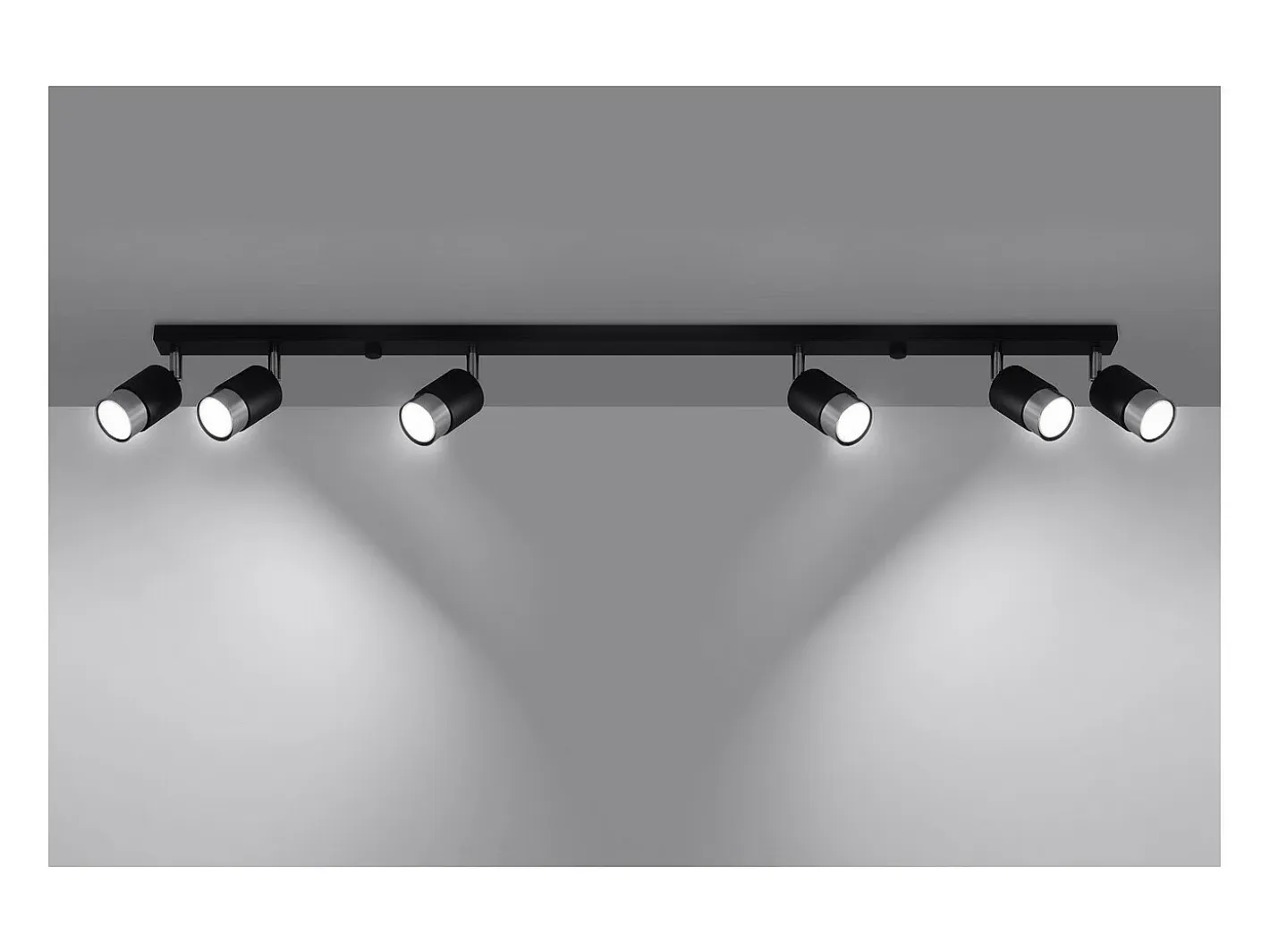 Sollux Lighting Plafón-Nero Barra Foco Techo, Negro/Cromo, 6x GU10 Gris