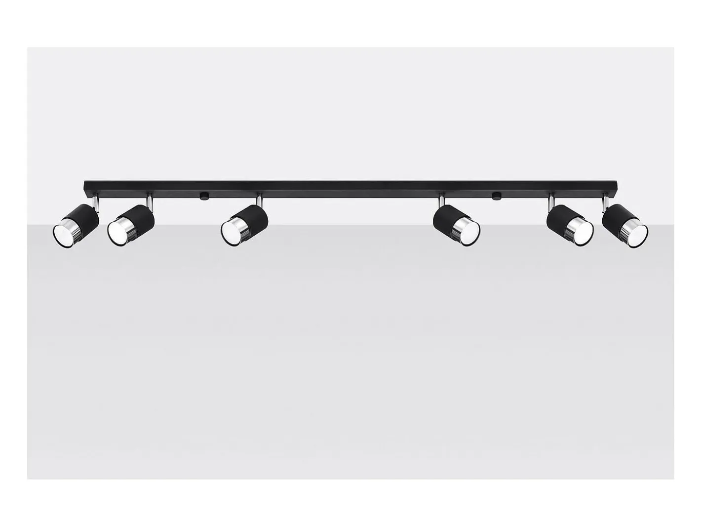Sollux Lighting Plafón-Nero Barra Foco Techo, Negro/Cromo, 6x GU10 Gris