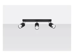 Hot Sollux Lighting Nero Barra Foco de Techo, Negro/Cromo, 3x GU10 Gris