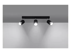 Hot Sollux Lighting Nero Barra Foco de Techo, Negro/Cromo, 3x GU10 Gris