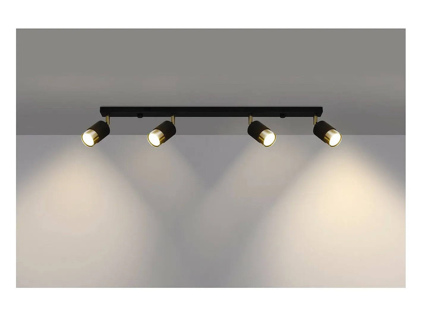 Sollux Lighting Nero Barra Foco de Techo, /Dorado, 4x GU10 Negro