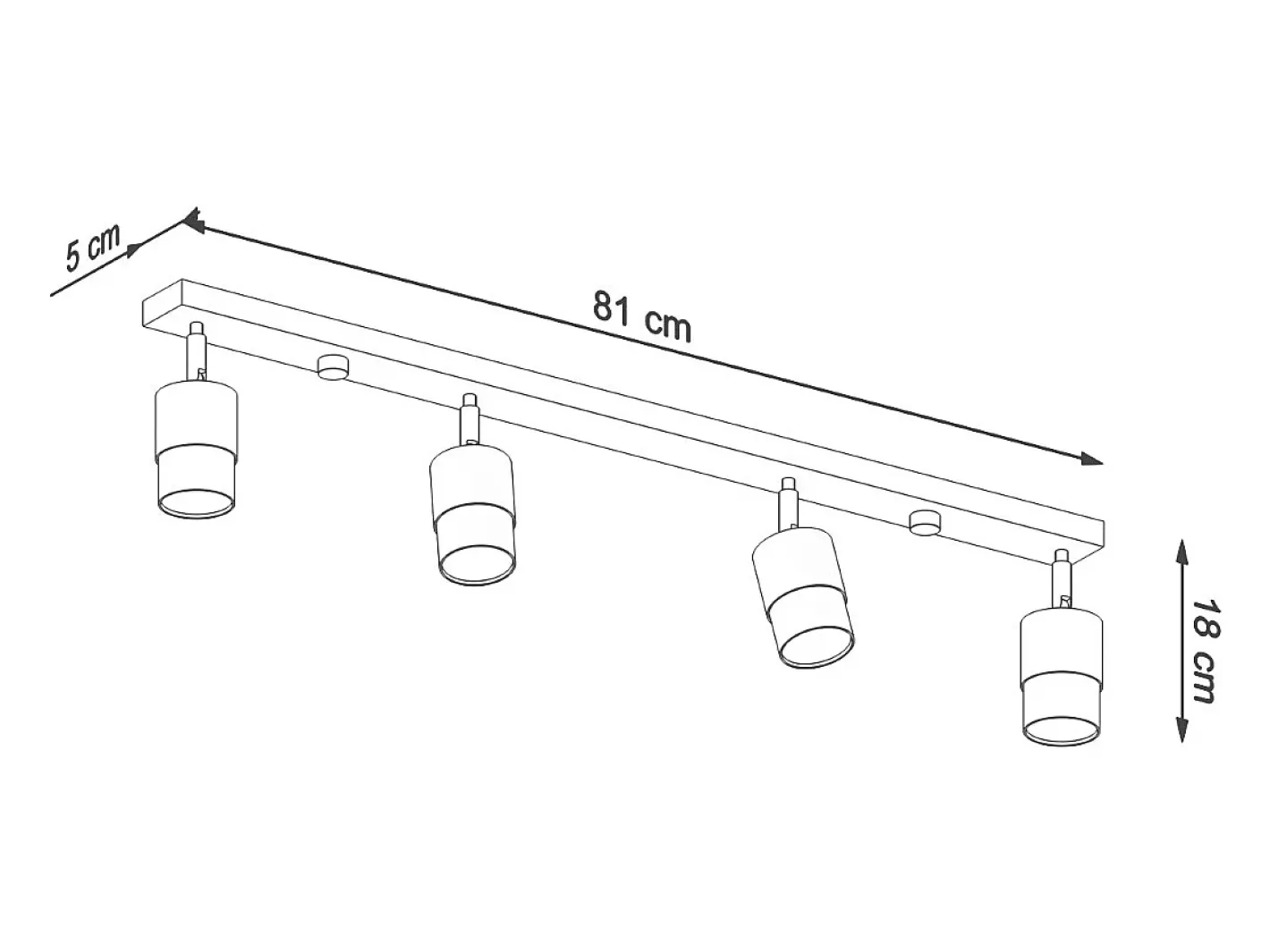 Sollux Lighting Nero Barra Foco de Techo, /Dorado, 4x GU10 Negro