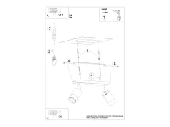 Sollux Lighting Plafón-Nero Foco de techo Twin, /Dorado, 2x GU10 Negro