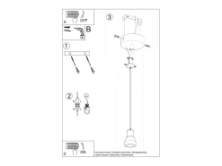 Sollux Lighting Qubic Dome Lámpara de Techo Suspendida Hormigón , Madera Natural Negro
