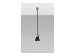Sollux Lighting Qubic Dome Lámpara de Techo Suspendida Hormigón , Madera Natural Negro
