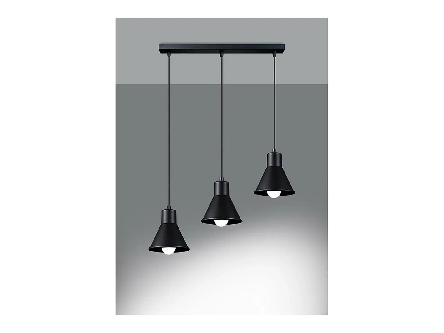 Sollux Lighting Lámpara Suspendida-Taleja Lámpara de Techo Colgante Bar, , 3x E27 Negro