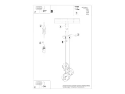 Sollux Lighting Lámpara Suspendida-Tulos Lámpara de Techo Colgante Cluster, , 3x E27 Negro