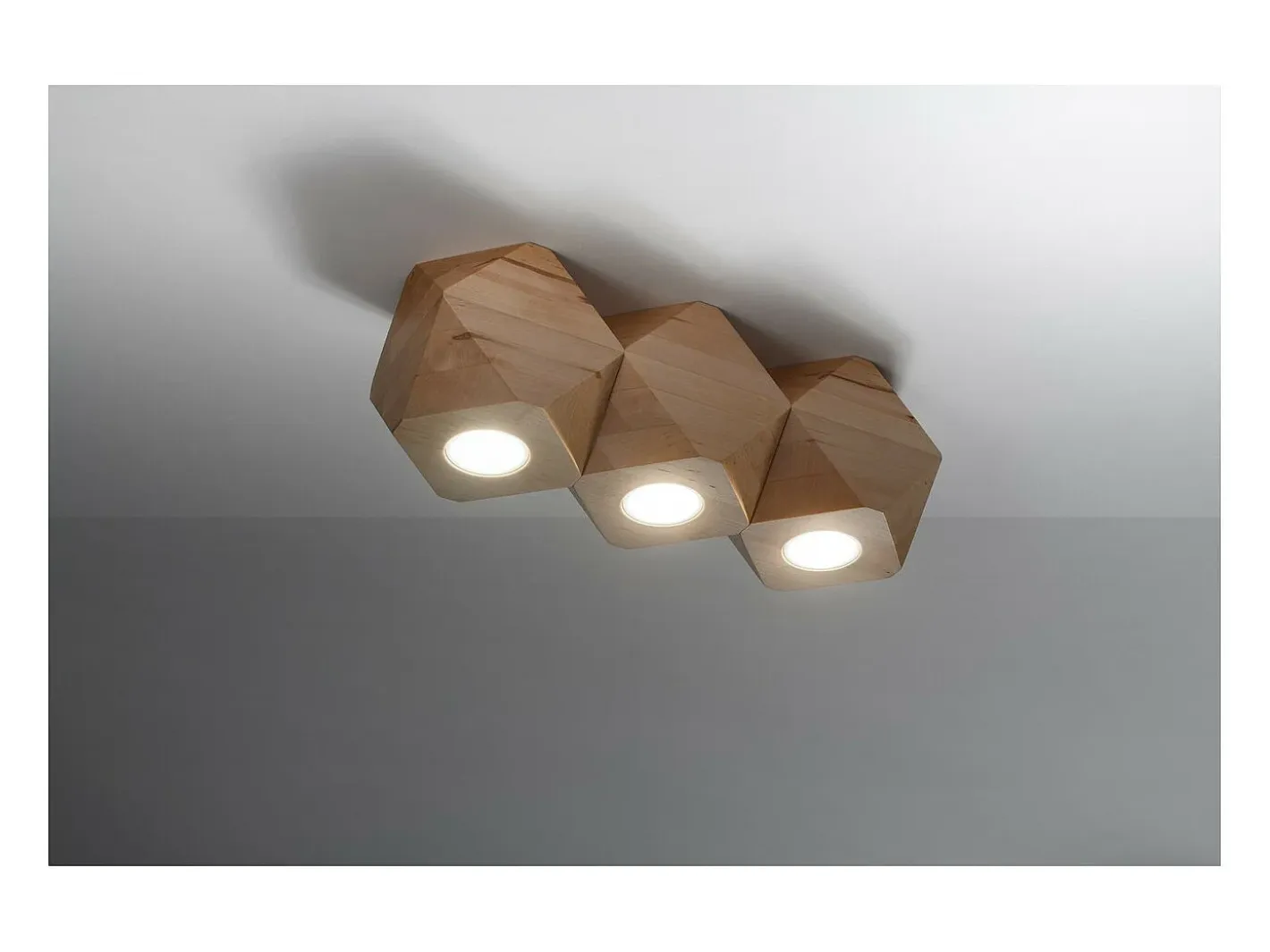 Sollux Lighting Plafón-Woody Downlight de Superficie, Madera Natural, 3x GU10 Marru00f3n