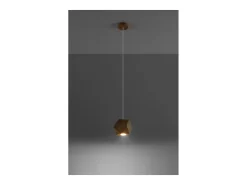 Sollux Lighting Lámpara Suspendida-Woody Plafón Colgante Esférico, Madera Natural, 1x GU10 Marru00f3n