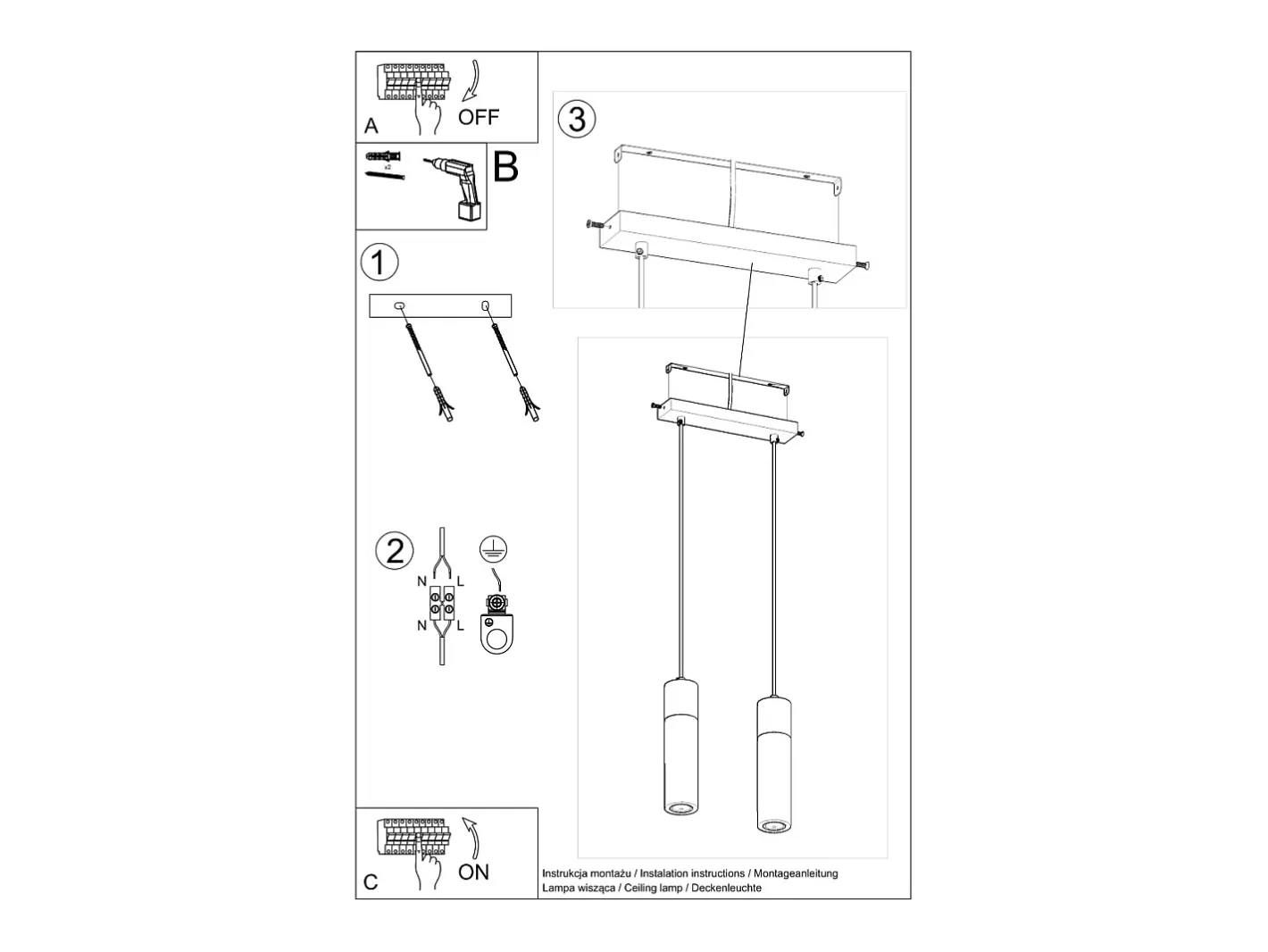 Sollux Lighting Lámpara Suspendida-Zane Bar Lámpara de Techo Colgante Hormigón, Madera Natural, 30cm Gris